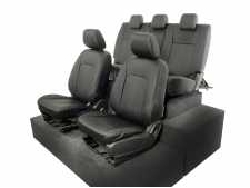 Ford Ranger MK5 (12-16) Tailored Block Stitch Leatherette Front & Rear Seat Covers - Black