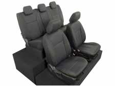 Ford Ranger Wildtrak MK6 (16-19) Tailored Orange/White Block Stitch Leatherette Front & Rear Seat Covers - Black