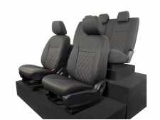 Ford Ranger Wildtrak MK6 (16-19)  Tailored Orange/White Single Diamond Bentley Stitch Leatherette Front & Rear Seat Covers - Black