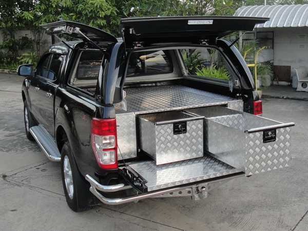 Mitsubishi L200 MK5 Triton STD BED  (2006-2015) Chequer Plate Tray Bins / Drawers Systems